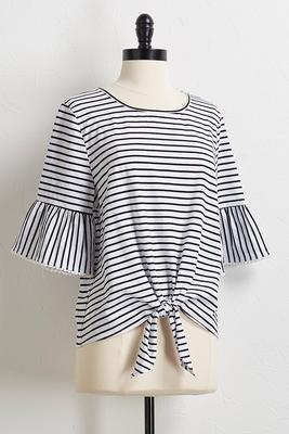 striped crochet trim top