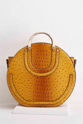faux ostrich round tote