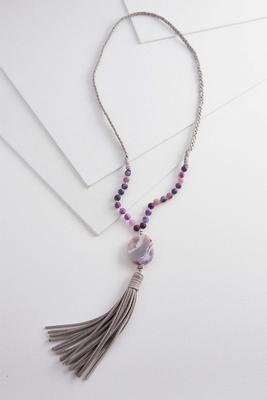 semi-precious tassel necklace