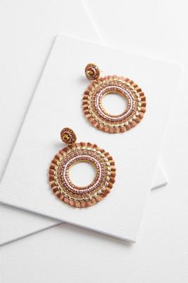 seed bead fringe hoop earrings