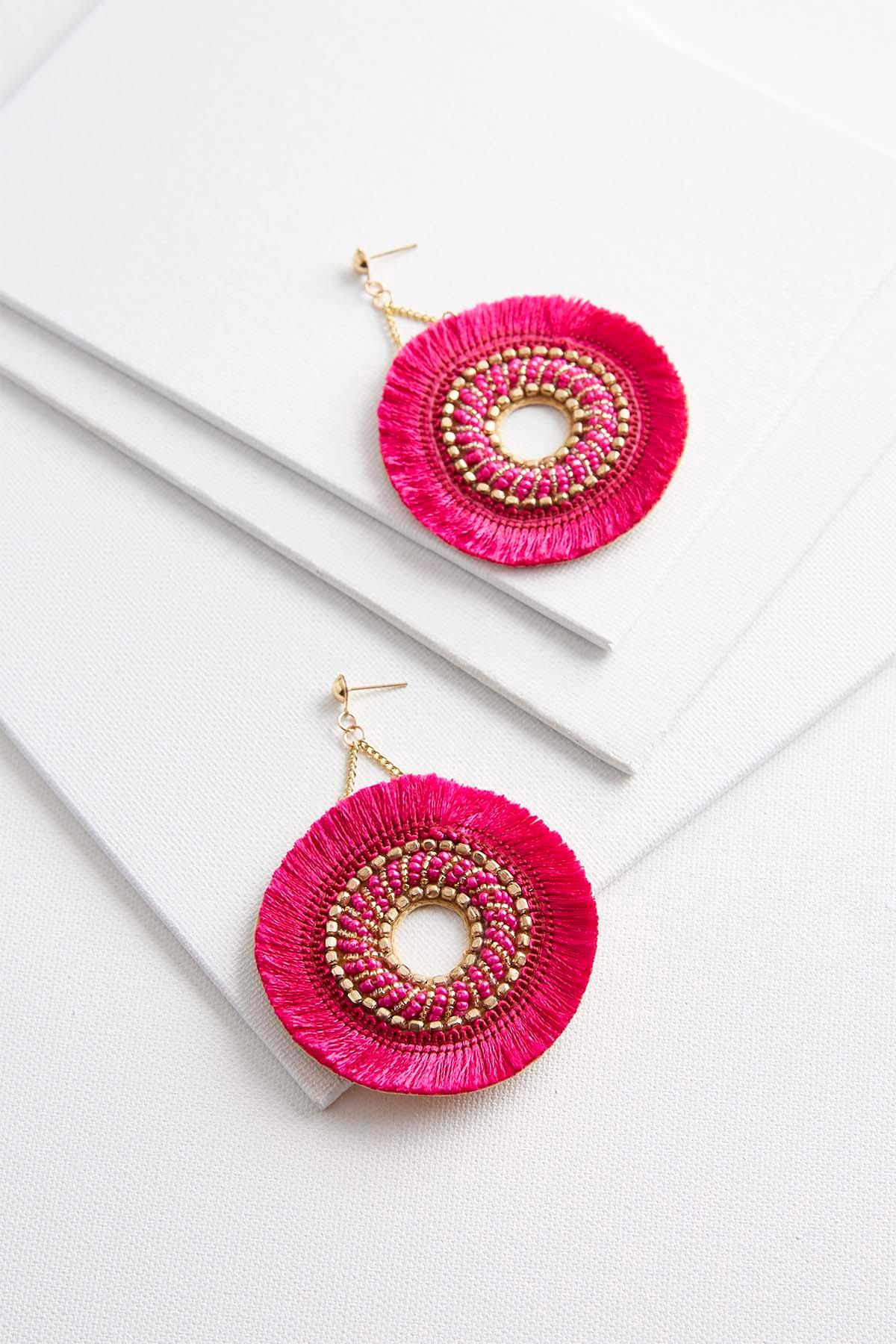 Versona Circular Beaded Fringe Earrings