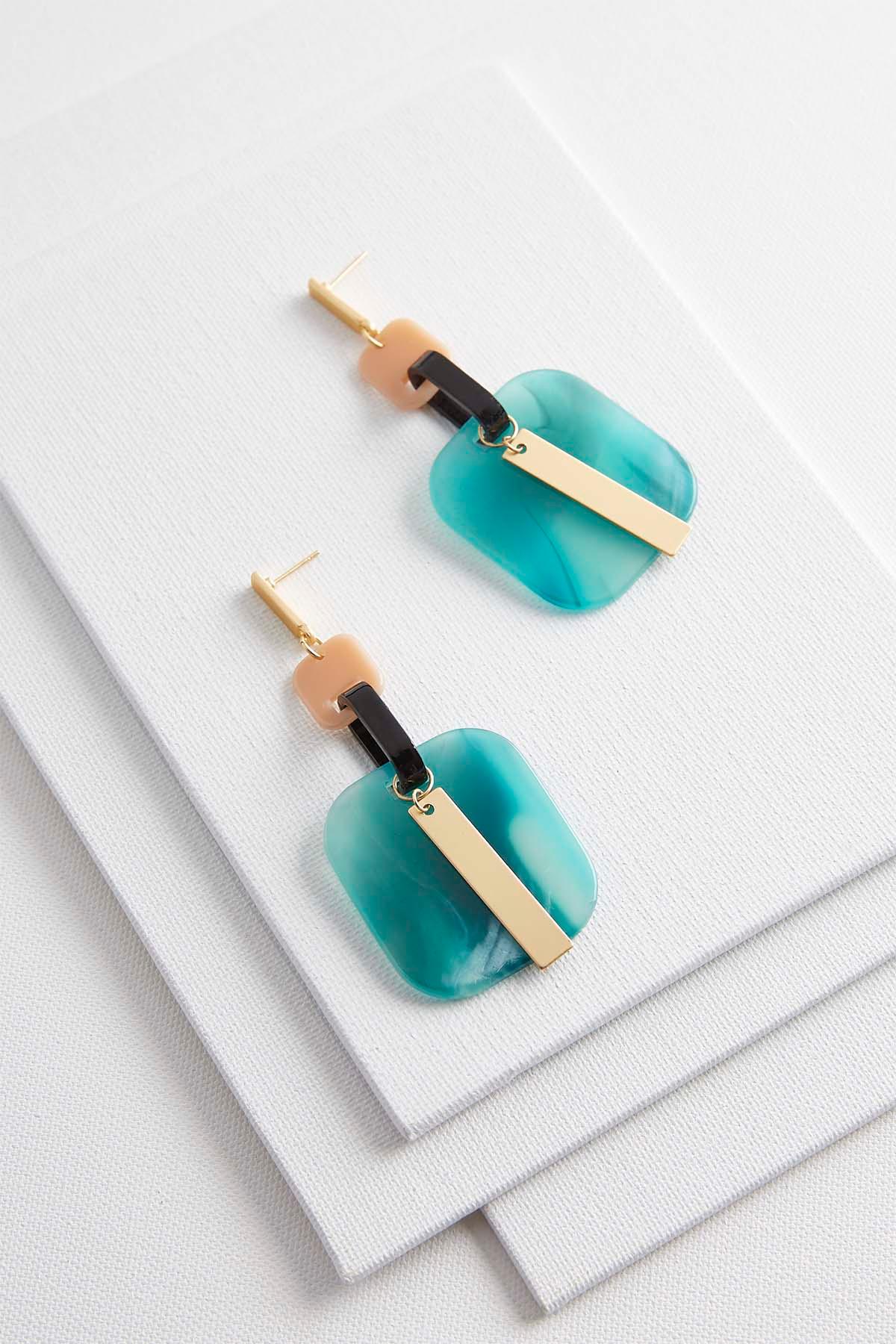 Dangling Square Lucite Earrings