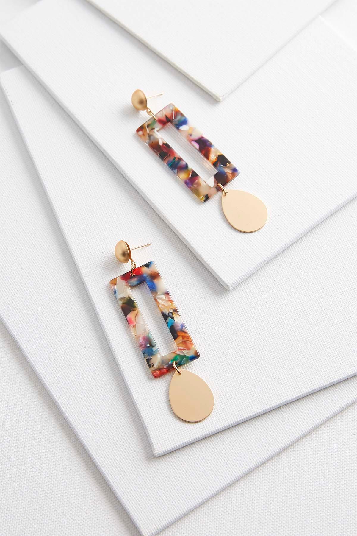 Dangling Multicolored Lucite Earrings