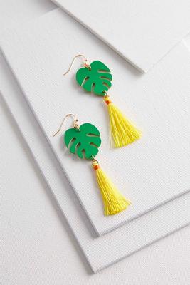 palm leaf tassel earrings