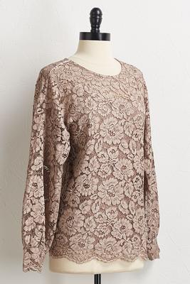 scalloped floral lace top