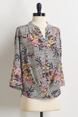 houndstooth floral top