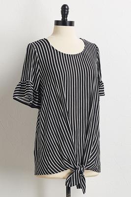 stripe tie front top