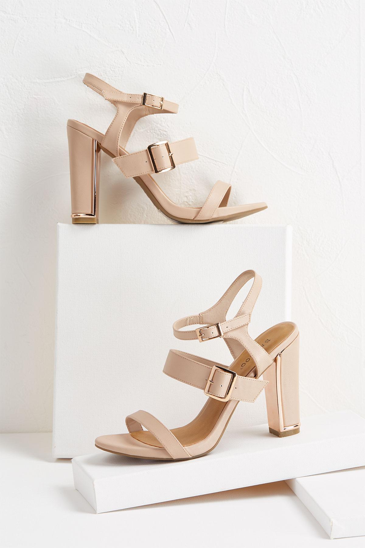 Strappy Nude Block Heels