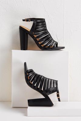 caged block heel shooties