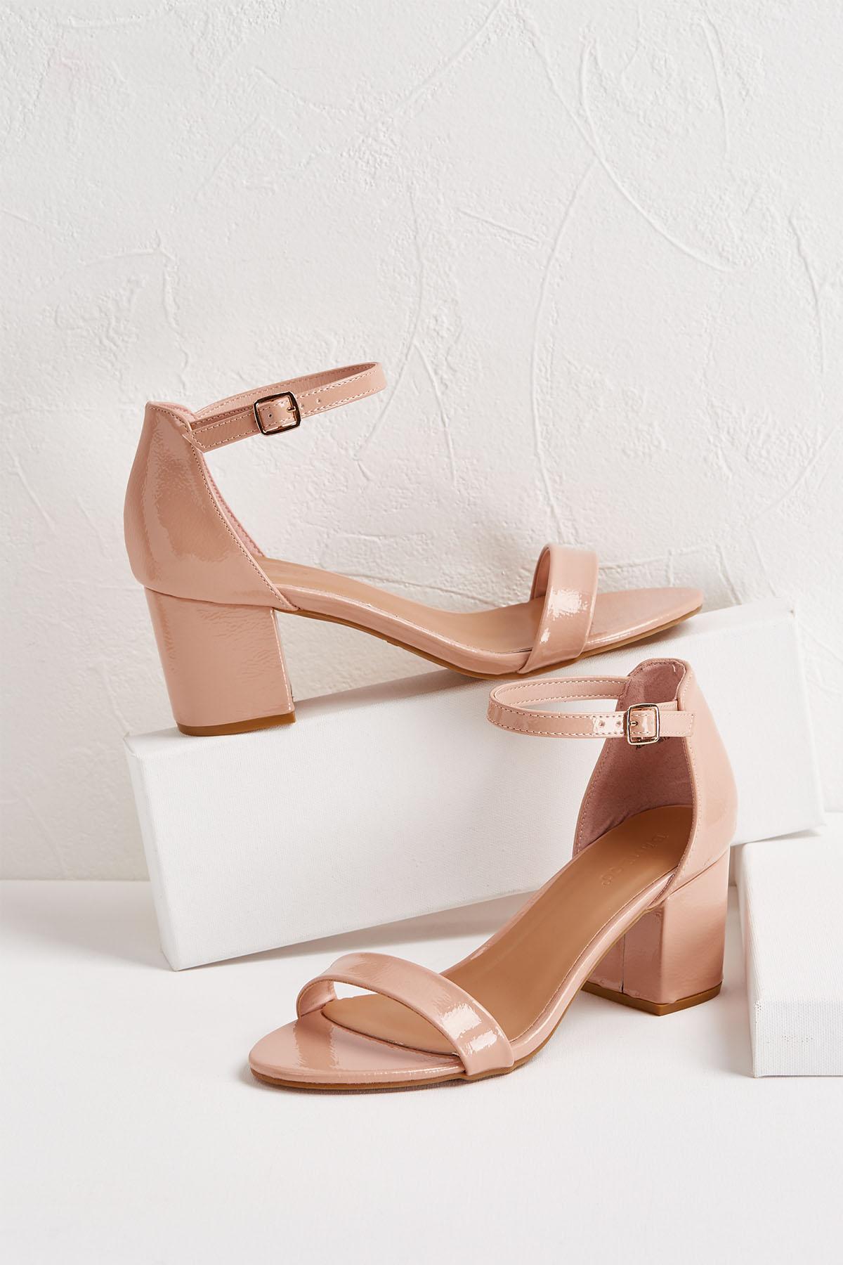 Patent Low Block Heels