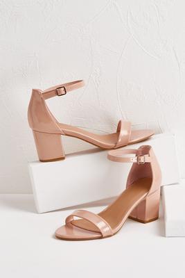 patent low block heels