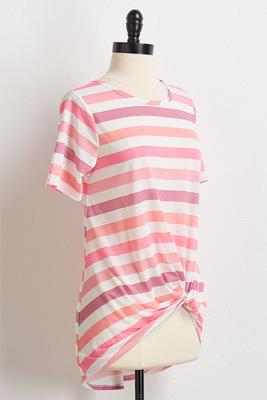 pink knotted stripe tee