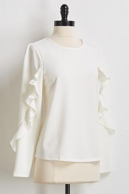 crepe ruffled sleeve top