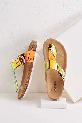 hologram buckle thong sandals