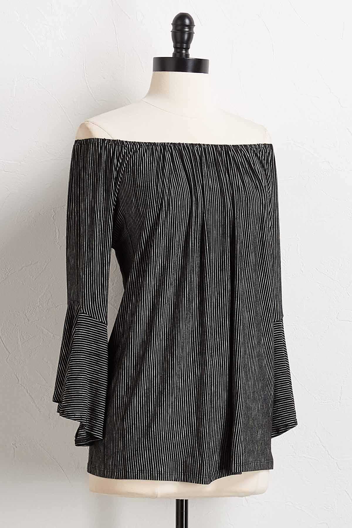 Pinstripe Off The Shoulder Top