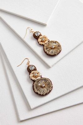 tiered metal flower earrings
