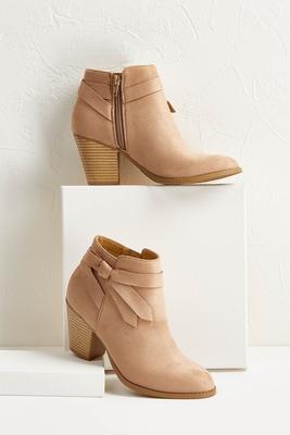 knot faux suede ankle boots