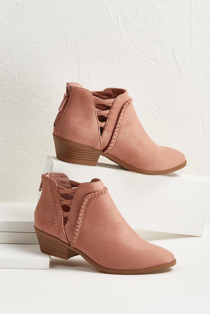 Braided Faux Suede Ankle Boots