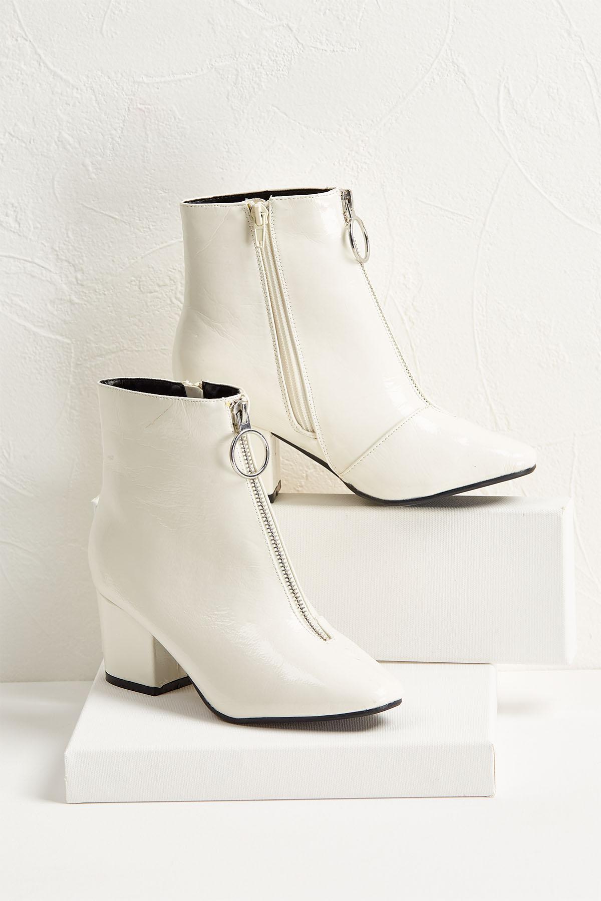 White Patent Ankle Boots