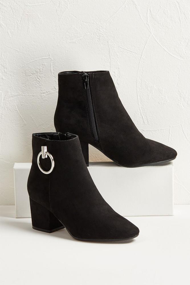 Embellished Faux Suede Ankle Boots