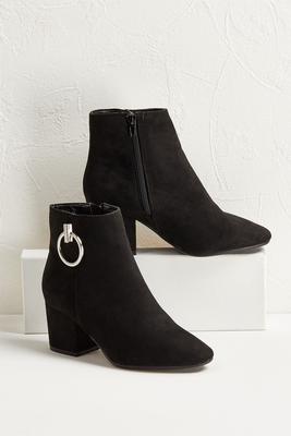 embellished faux suede ankle boots