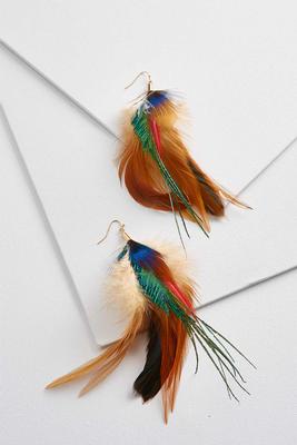 mixed feather dangle earrings