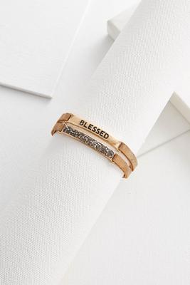 metallic faux leather blessed bracelet