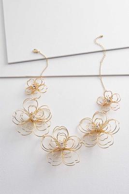 floral wire bib necklace