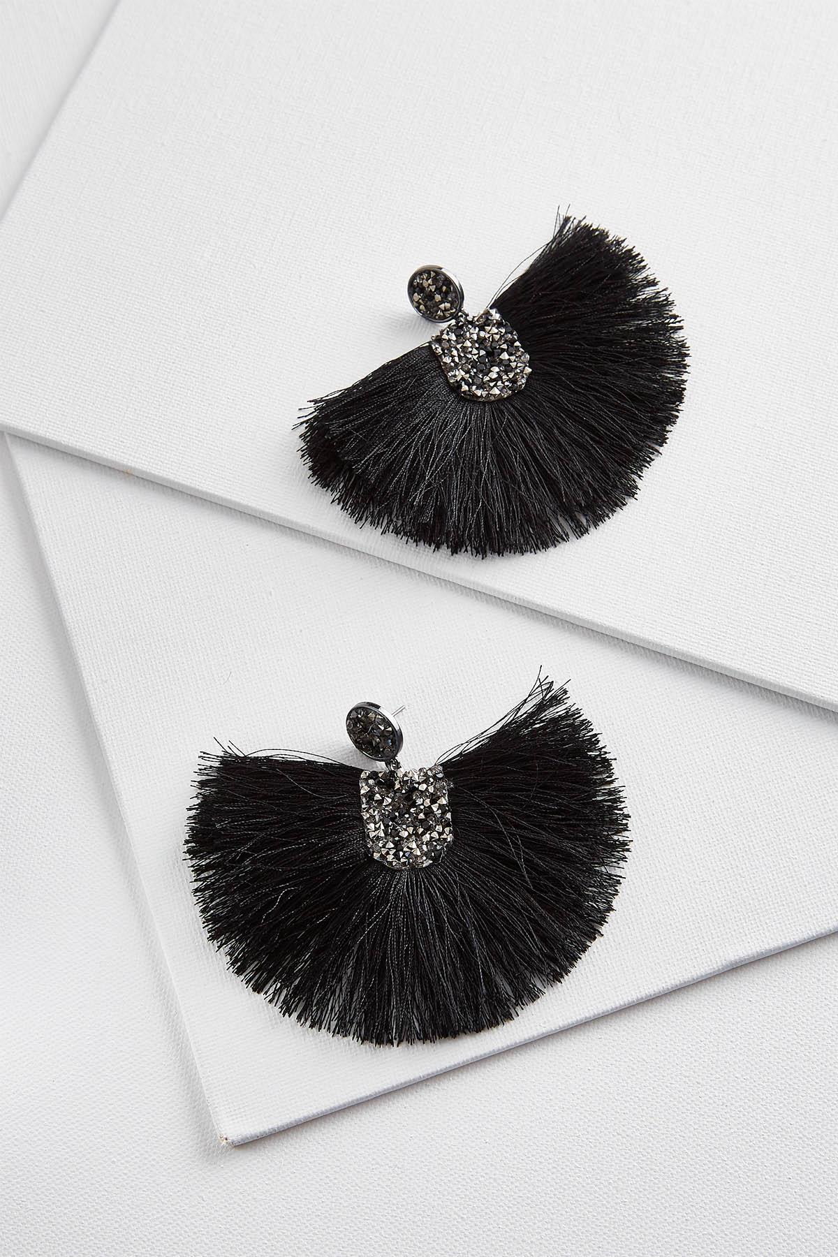 Versona Crystal Fringe Fan Earrings