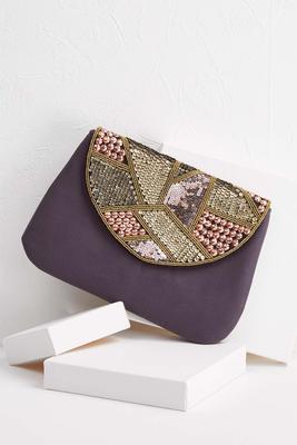 jeweled faux suede crossbody bag