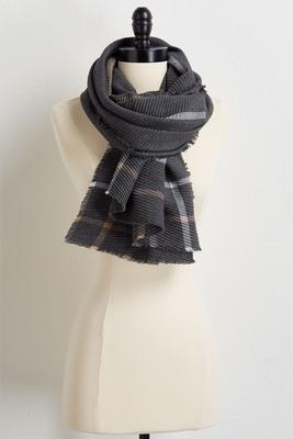 micro pleated fringe scarf