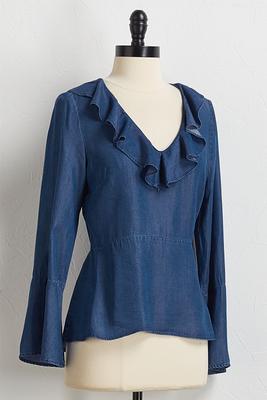 ruffled chambray peplum top
