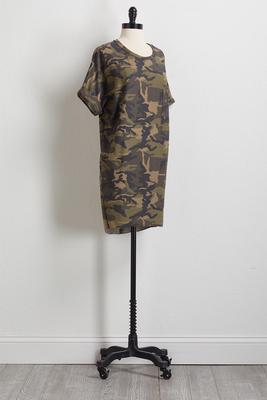 camo cuff sleeve dress