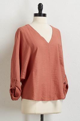 rust high-low pullover top