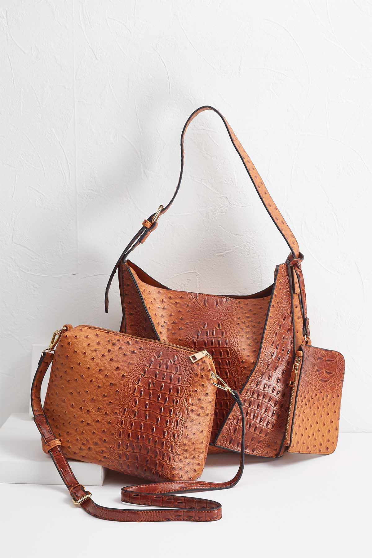 Versona Faux Ostrich Bag Set Faux Ostrich Bag Set