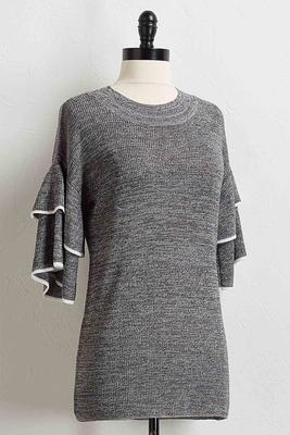 tiered ruffle sleeve sweater
