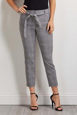 plaid tie waist pants