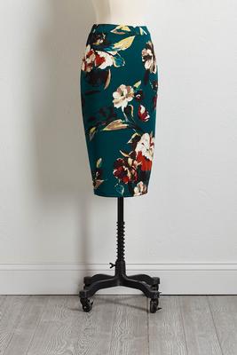 green floral pencil skirt