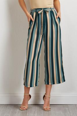 teal stripe wide leg pants