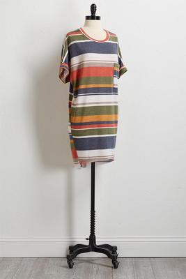 autumn stripe tee shirt dress
