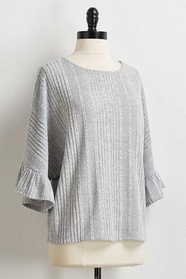 gray flutter sleeve top