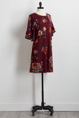 wine floral shift dress