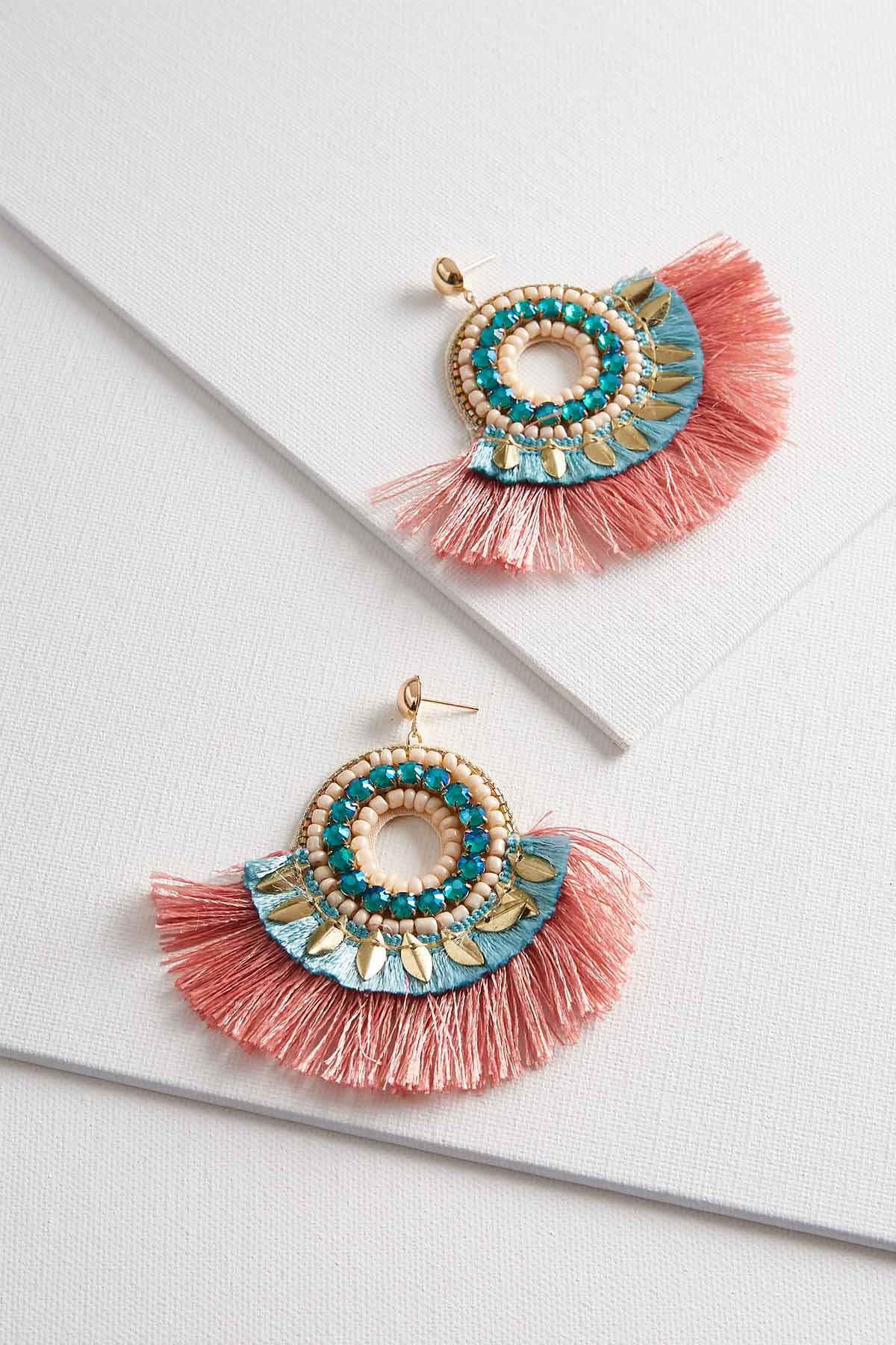 Versona Rose Fringe Circle Earrings Rose Fringe Circle Earrings