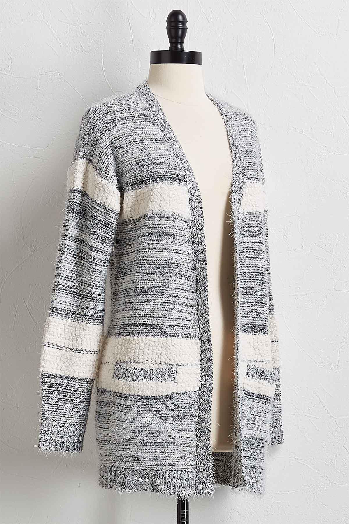 versona eyelash cardigan sweater