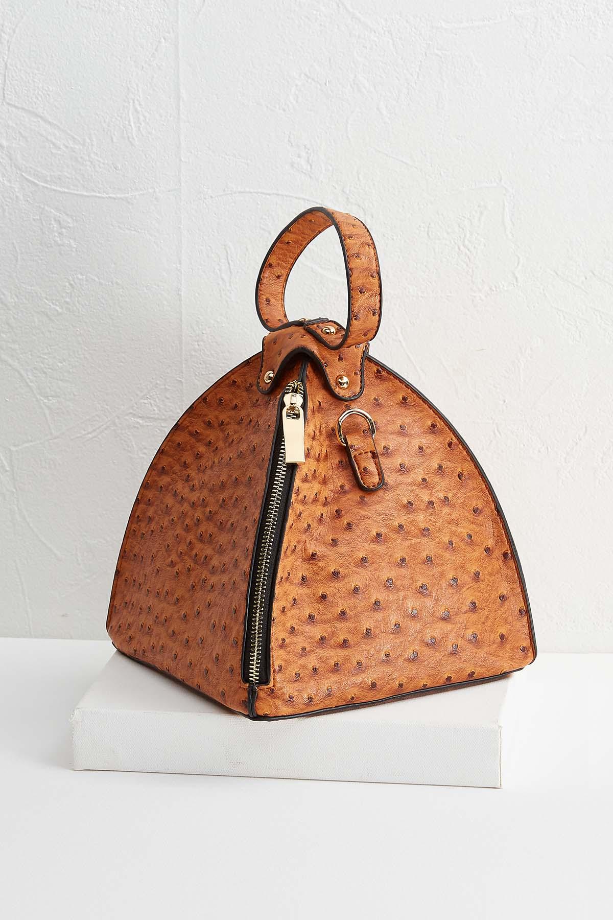 Versona faux ostrich fortune cookie bag