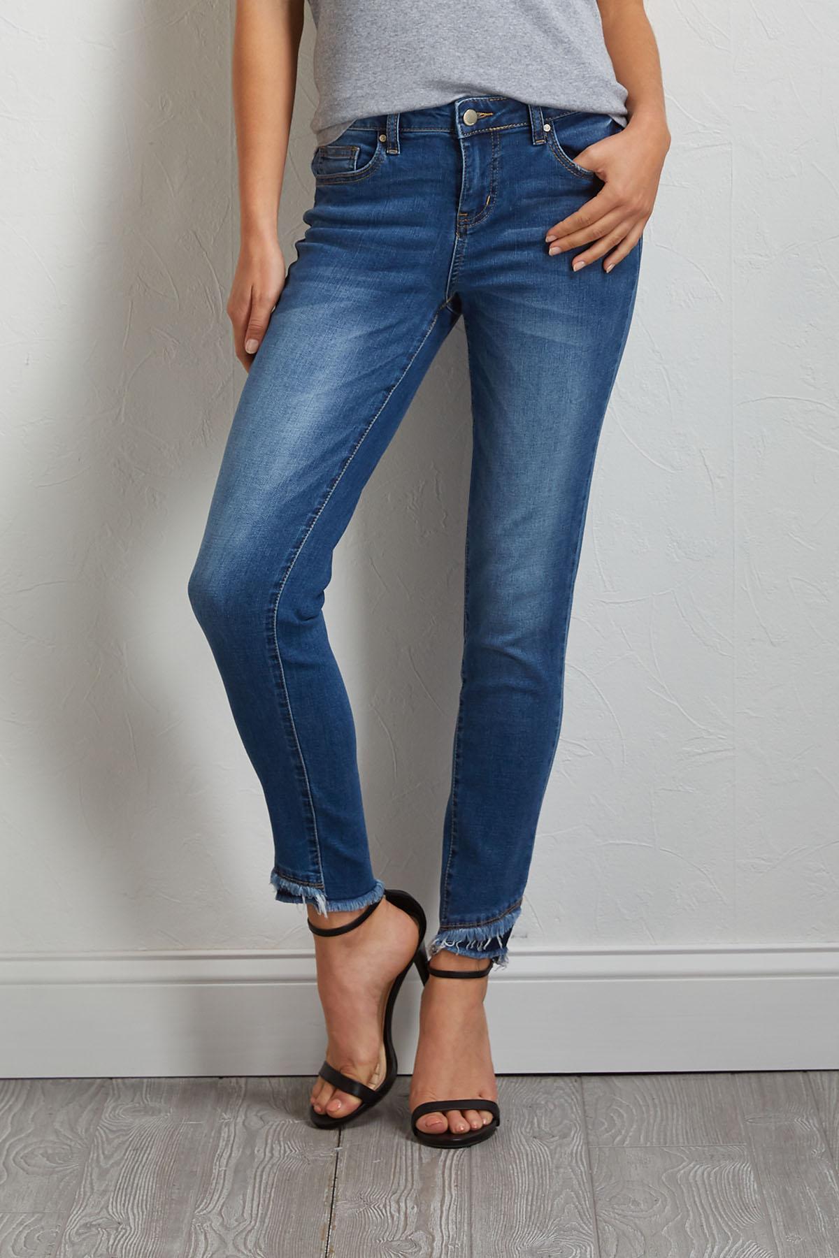 frayed hem black jeans