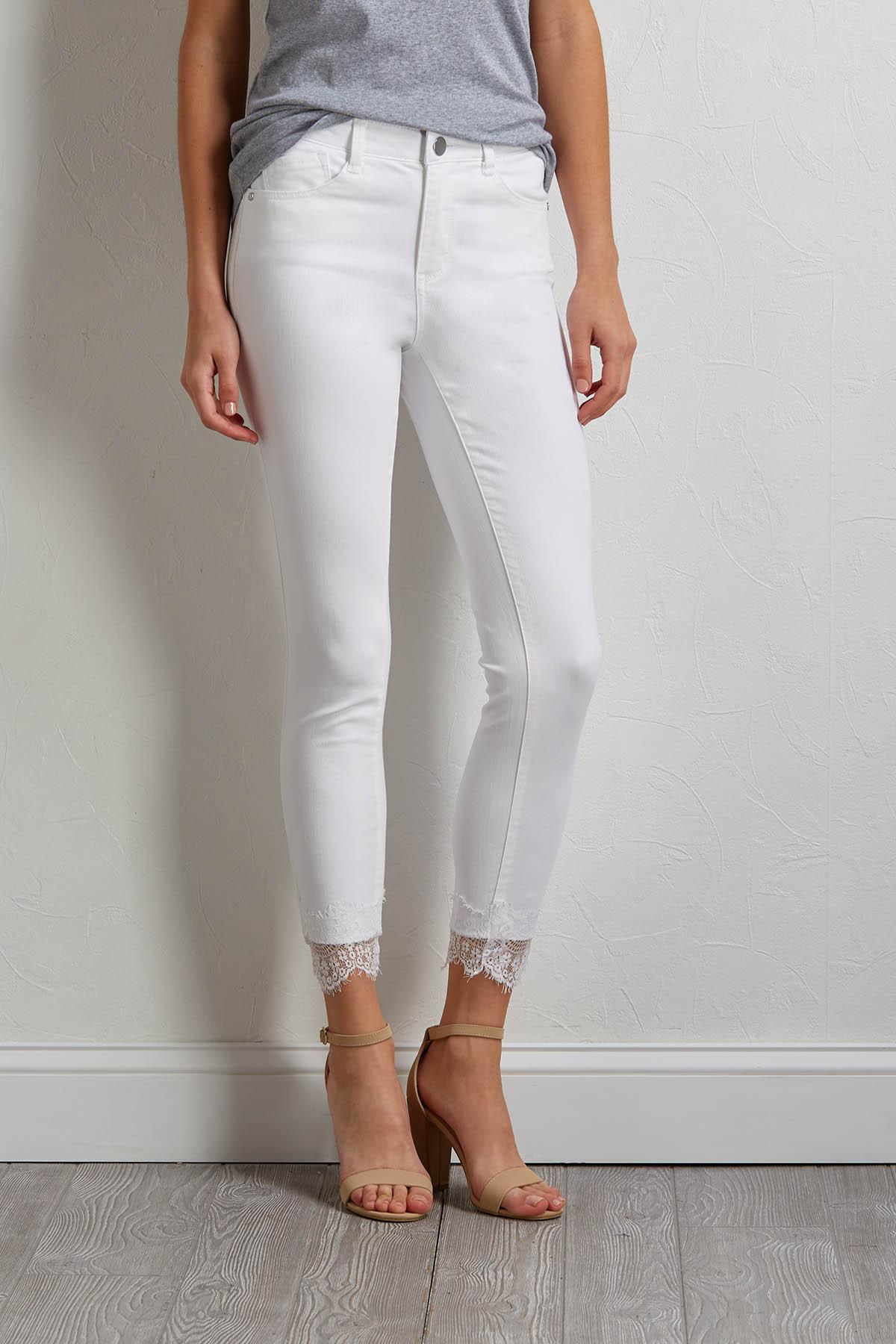 Versona white lace trim jeans