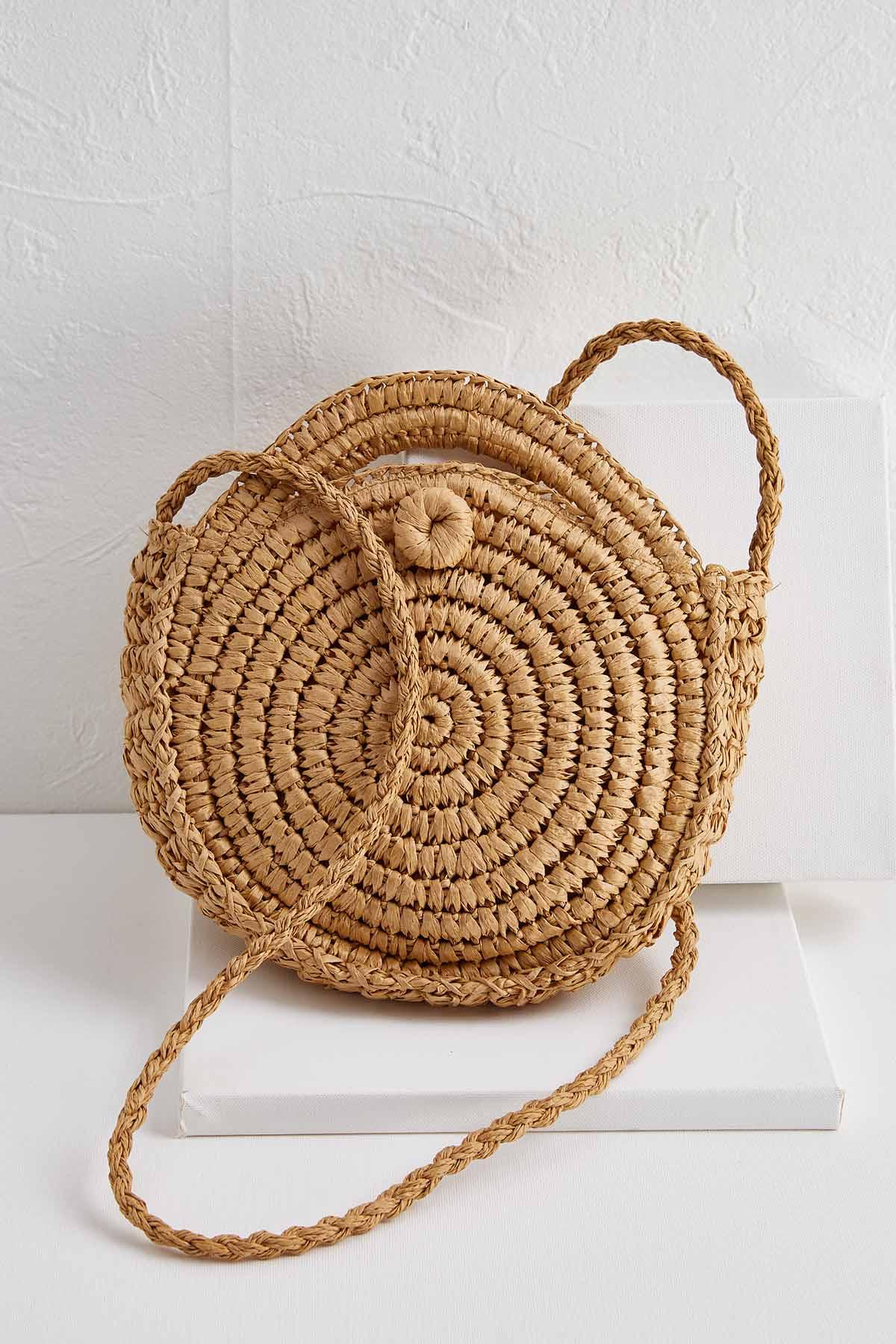 Versona round straw crossbody bag