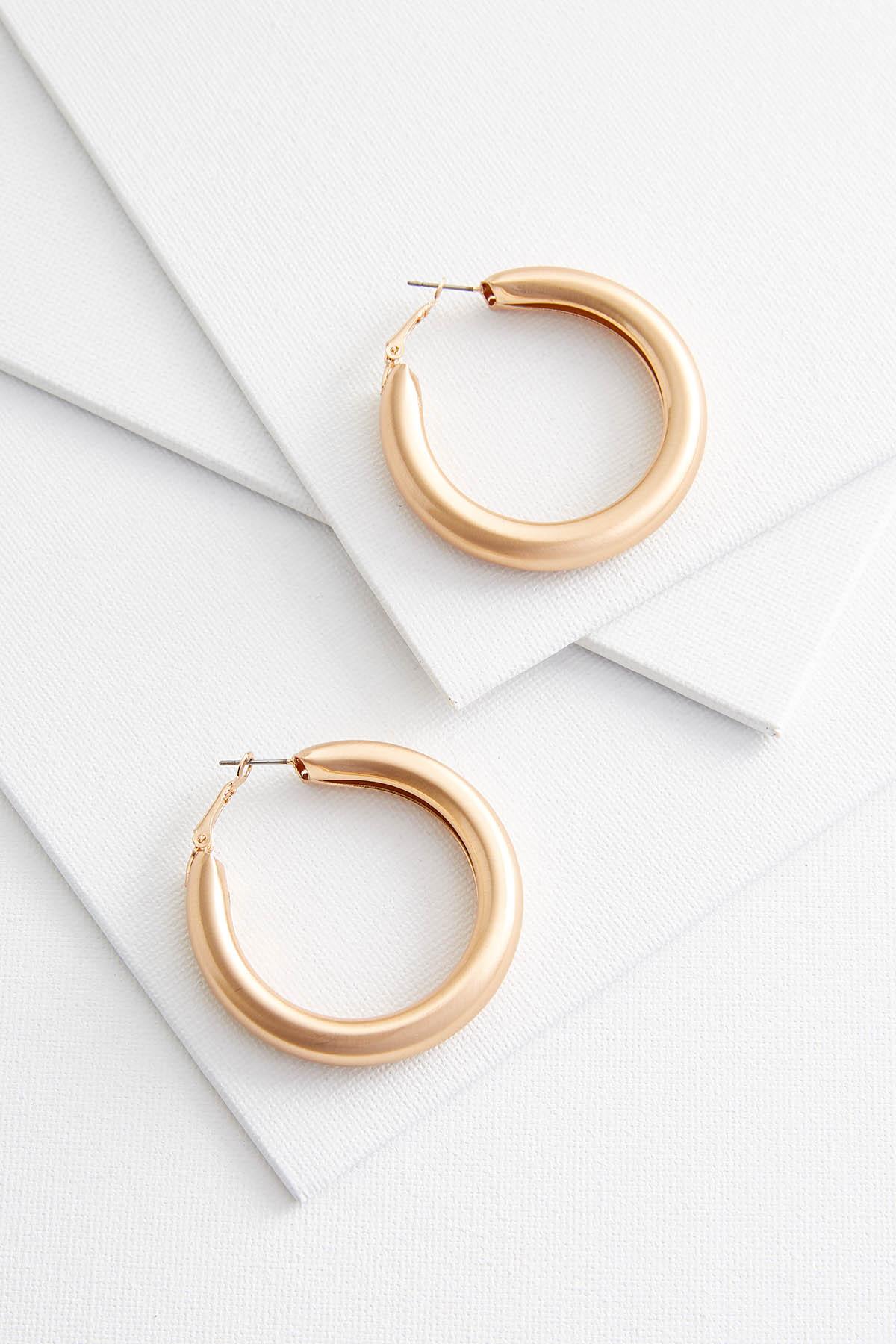 Thick Brushed Gold Hoop Earrings Thick Brushed Gold Hoop Earrings