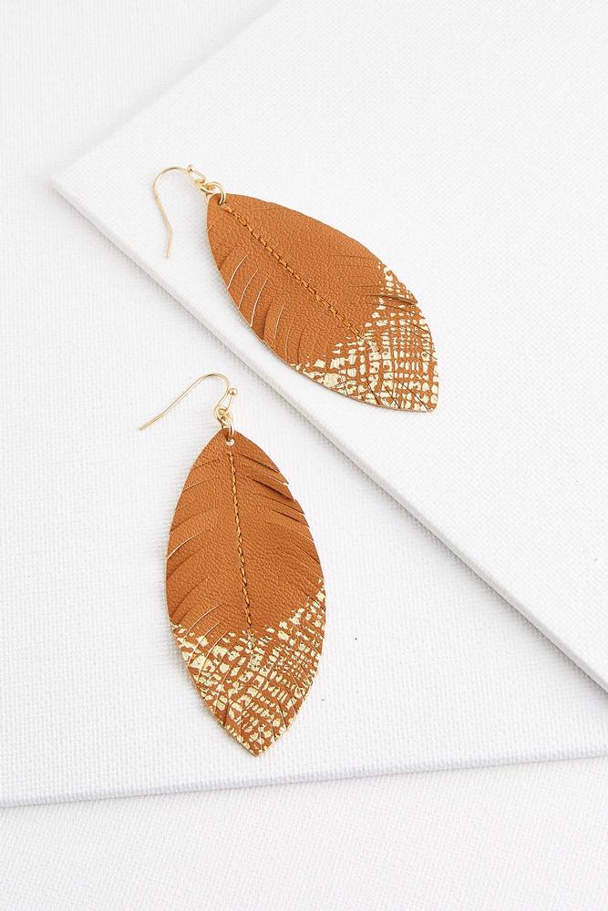 Versona faux leather feather earrings